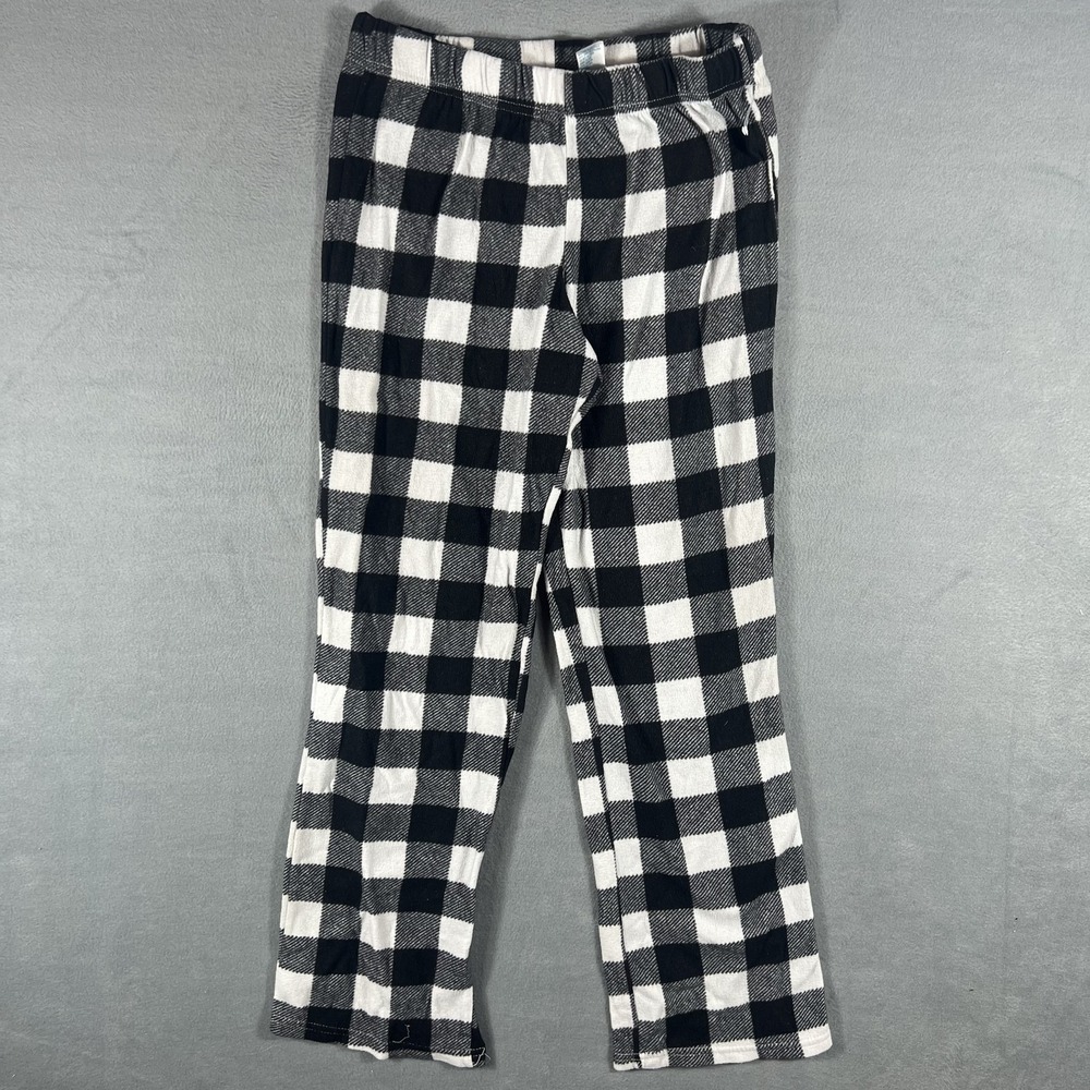 Kinnly Boys Black White Plaid Fleece Sleepwear Pajama Pants Size S Snug Fit